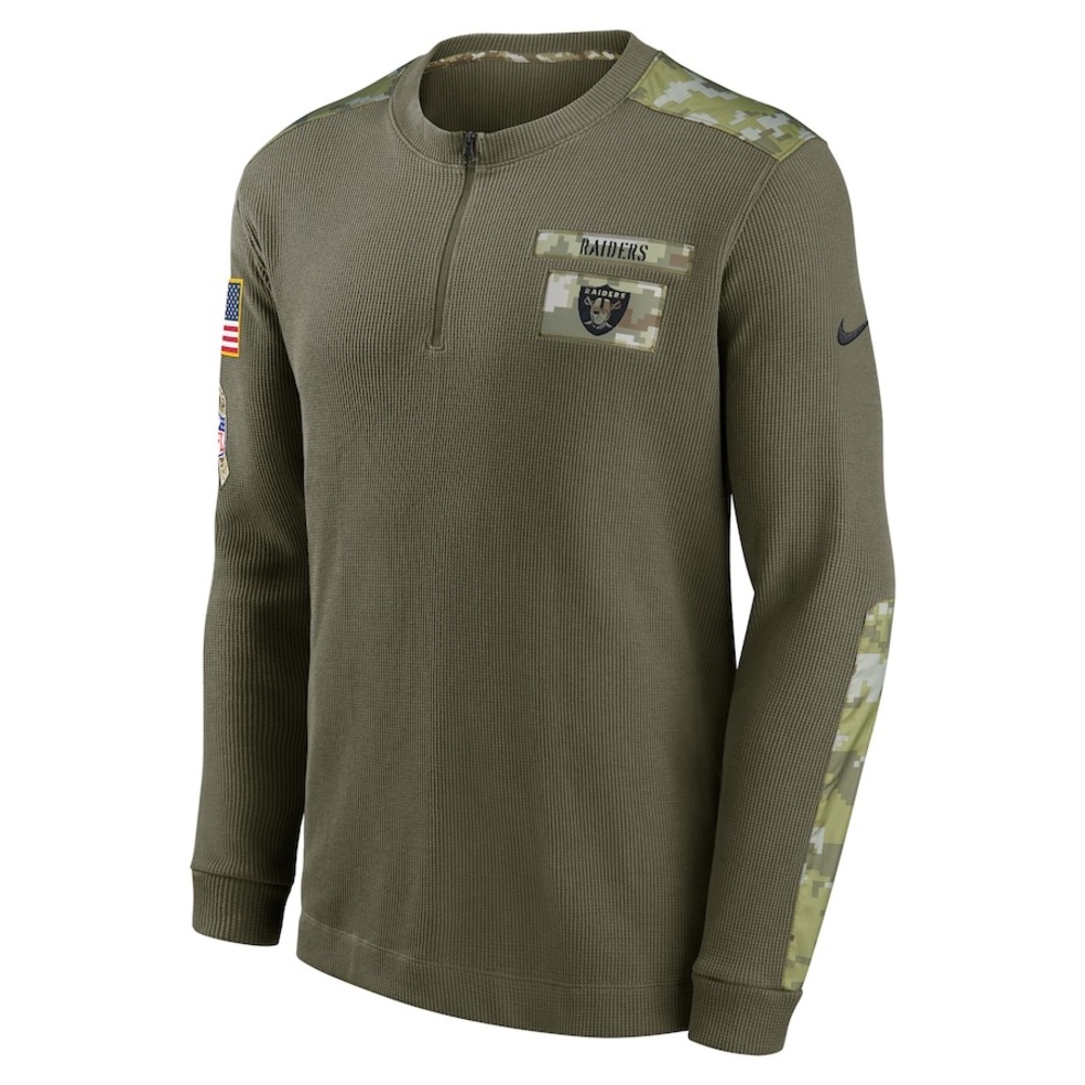 “VERY RARE” Nike Olive Las Vegas Raiders Salute To Service Henley Long Sleeve L